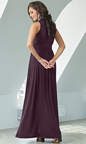 Image of KOH KOH Womens Long Sleeveless Flowy Bridesmaid Cocktail Evening Gown Maxi Dress
