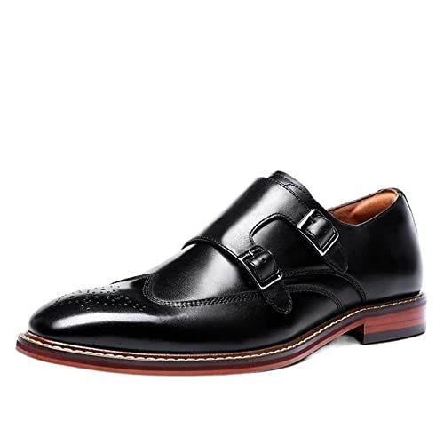 Zapatos de hombre de cuero genuino estilo monje para trajes de boda