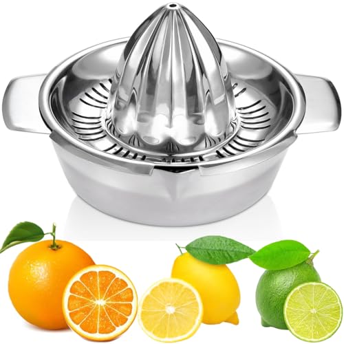 Comparison: Best Orange Press Juicer 10 Citrus Lemon Orange Grapefruit Juicer Manual Squeezer 304 Stainless Steel Robust Hand Juicer Reamer Rotation Press with Strainer&10oz Bowl, 2 Pour Spouts, Dishwasher Safe, Easy to Clean, Heavy Duty