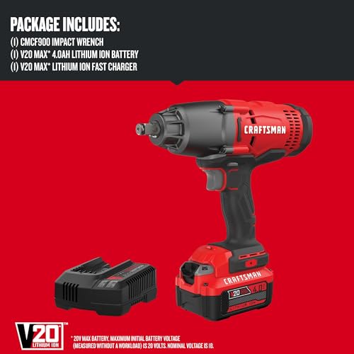 Image of CRAFTSMAN V20 RP 1 /2 inch Cordless Impact Wrench Kit, Brushless, 4Ah Battery and Charger Included (CMCF900M1)