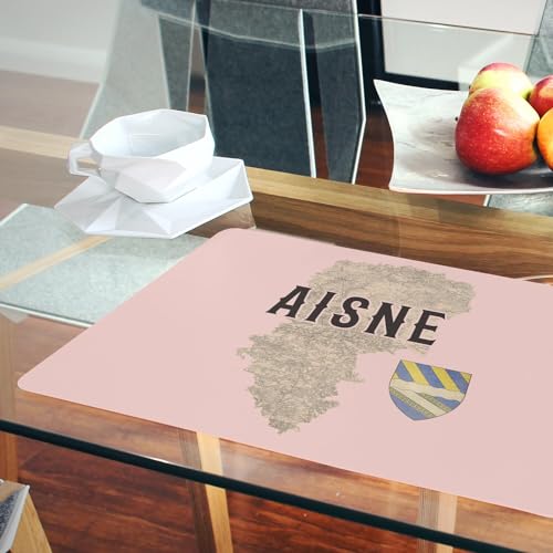 Sets de table en liège anti-rayure napperons souples rose grand format carte ancienne Aisne