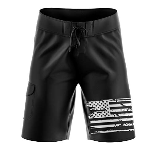 Tactical Pro Supply American Flag Board Shorts - White Flag (Size 32)
