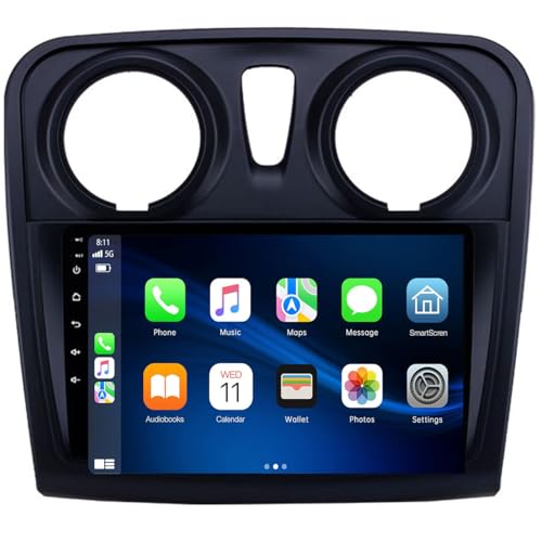 Autoradio Kabelloses Auto für Logan 2 2014-2019 Android 14 Radio mit Navi 9 Zoll Touchscreen Bluetooth HiFi GPS Navigation WiFi FM RDS Radio Stereo,Rückfahrkamera