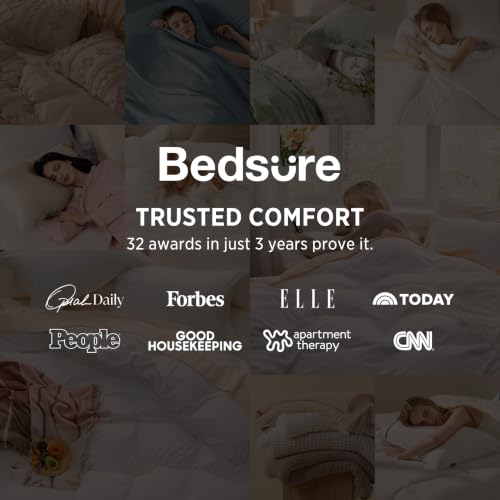 Image of Bedsure Prewashed Duvet Cover King, Cotton-Like Soft Bedding Set, White