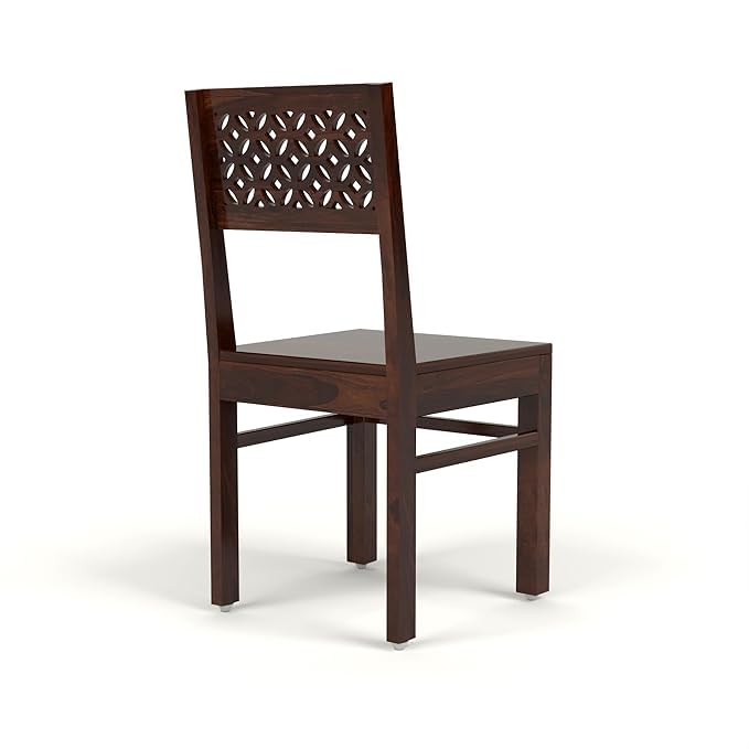 Image of Solid Sheesham Wood 2 Seater Dining Table Set with Cushioned Chairs for Dining Room | Living Room | Home & Office | Hotels Restaurant & Cafe (2 Seater, Walnut Finish A)