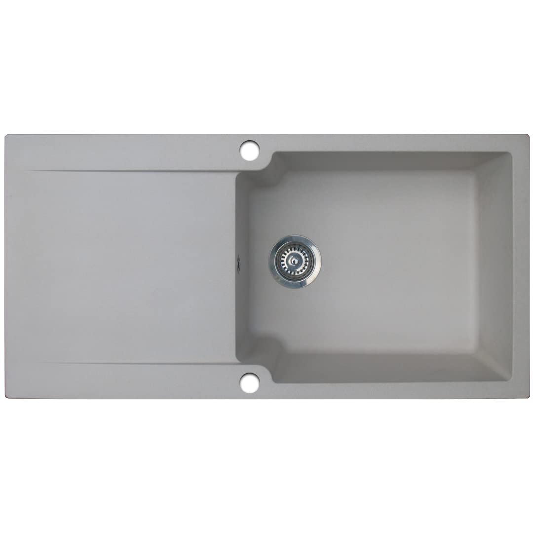 Essebagno Lisse évier réversible 1 grande cuve 1 égouttoir en résine gris