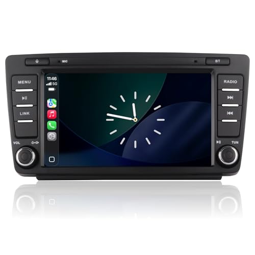 Autoradio Linux pour Skoda Octavia 2 MK2 Rapid Yeti Roomster Suparab avec CarPlay sans Fil et Android Auto, démarrage en 2 Secondes, Commandes par Boutons physiques,...