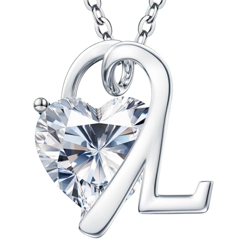 Image of ForeverLove Heart Necklaces for Women, 4-2 Carats Heartshap Moissanite, Silver Pendant Jewelry, Anniversary Birthday Gifts for Wife, Girlfriend, Daughter, Mom