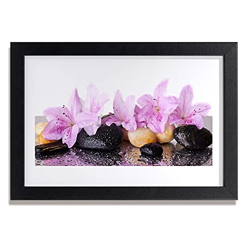 Affiche encadrée 30x20 cm cadre photo MDF mural décoration salon lis rose