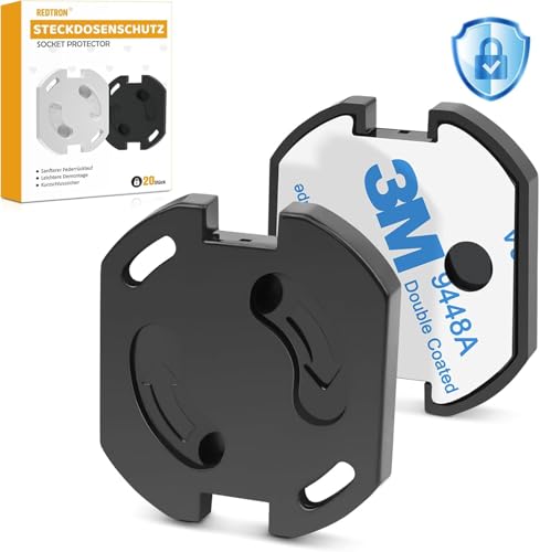REDTRON Protettore di presa con meccanismo a torsione, 20 pezzi protettori di presa per bambini, protettori di presa per neonati e bambini, protettori di presa-nero
