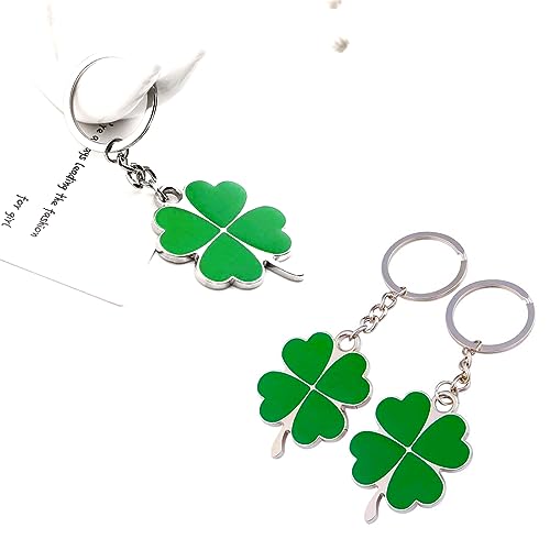 Porte-clés cadeau trèfle à quatre feuilles porte-bonheur porte-bonheur pendentif nouvel emploi nouvel an pour femme petite amie collègue (2 pièces)