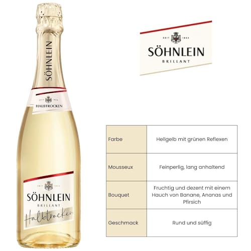 Söhnlein Brillant Halbtrocken (6x0,75 l) – Deutscher Sekt, feinperlig und fruchtig – Frisch, leicht, passend für Feiern und besondere Anlässe