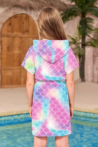 Image of BesserBay Girls Swim Cover Up Beach Bathing Suit Coverups for Swimwear Zip-Up Terry Cloth Robes with Sunglasses 6-14 Years