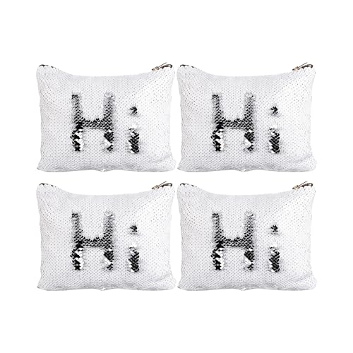 Craft Express White Sequin Makeup Case - Use for Sublimation and Personalization in Heat Press - 4 Pack
