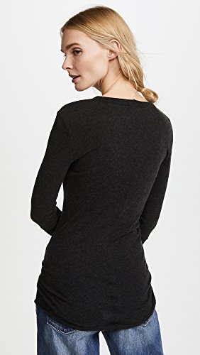 Image of Enza Costa Women's Cashmere Blend Cuffed Crew Top with Thumbholes