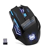Optical Gaming Mouse, Lychee 2.4GHZ 4 DPI Adjustable USB Gaming Mice with Fire Key & Cool Breathing...