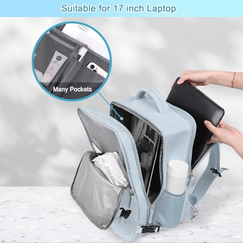 Image of Sinaliy Large Expandable Travel Backpack for Men and Women, 17 Inch Laptop, Waterproof, Casual, College, Business, Hiking, Camping