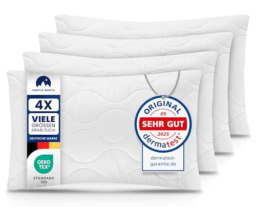 Gentle North Kopfkissen (30x50 cm groß) - 4er Set Kissen für Bett und als Dekokissen - Mit Reißverschluss für Füllung - Sofakissen - Zierkissen für Couch und Sofa - Ökotex - Waschbar bis 60° - Weiß