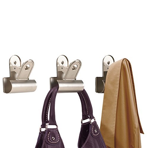 GeekGoodies Clipper Stainless Steel Wall Clip Hook Hanger Set of 3