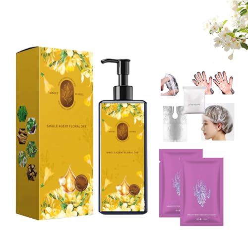 Tinte Nutritivo a Base de Plantas, Tinte con Fragancia Floral para Cubrir las Canas, con Mascarilla Nutritiva para el Cabello y Herramientas para Teñir el Cabello (Chestnut Brown)