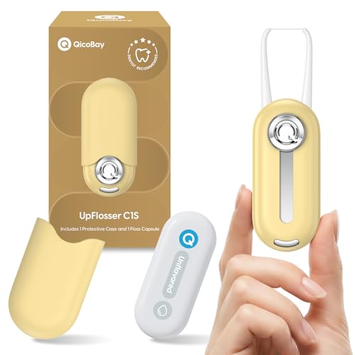 QicoBay UpFlosser C1S Reusable Auto-Restringing Flosser with Replaceable Floss Capsule,