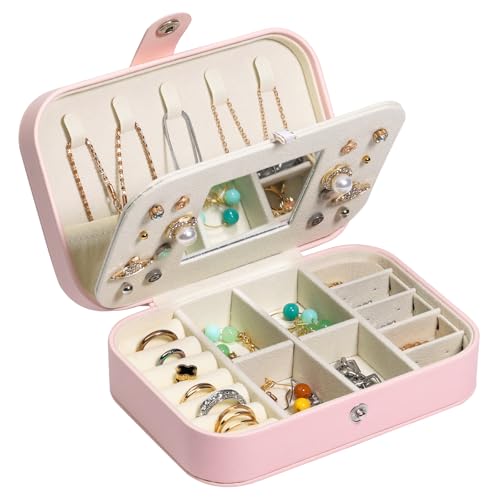 Travel Jewelry Box, Portable Jewelry Case Small Jewelry Organizer Storage Holder Boxes for Bracelets,Necklaces,Earrings,Rings