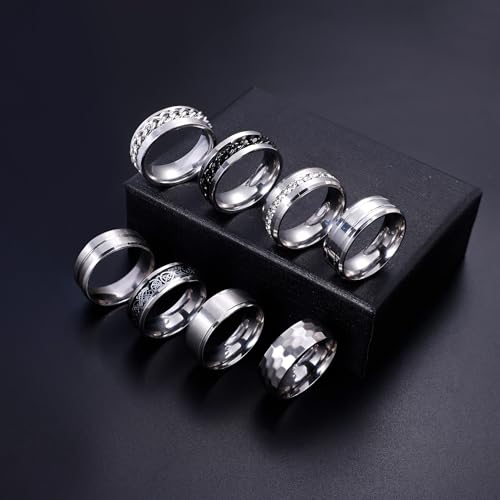 REVOLIA 16PCS Silver Rings for Men Stianless Steel Band Rings for Men Women Simple Engagement Wedding Promise Rings Set 12