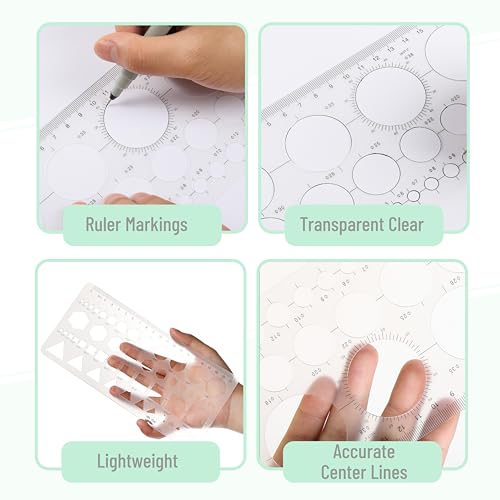 Image of Mr. Pen- Circle Template, 2 pcs, Circle Template for Drawing Stencils, Shape Stencils, Geometric Stencils, Drawing Templates Stencils, Drafting Supplies