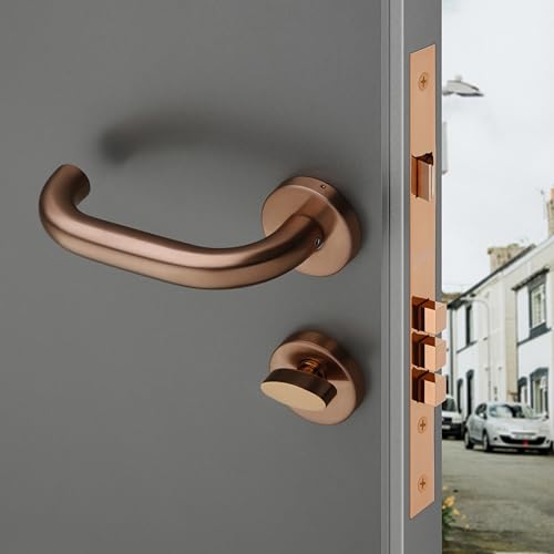 Image of LAPO Mortise Lock for Main Door | 50x85mm Lock Body | 70mm Cylinder | Works on 30-50mm Door | 3 Brass Keys | Rose Gold Finish | Dual Side Door Use | Quick Installation | 3 Years Warranty | CMH-6T