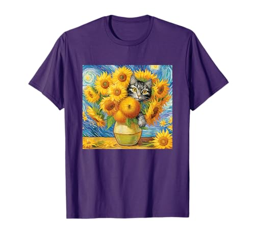 Van Gogh Sunflowers Kitten T-Shirt