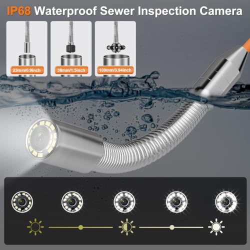 Cámara de Inspección de Tuberías con Pantalla IPS de 7", 1080P, Localizador 512Hz, Cable de Fibra de Vidrio de 20M, Grabación de Video/Audio, Batería 12V 4.5Ah miniatura 5