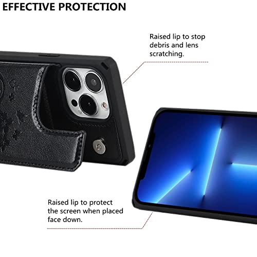 Étui portefeuille iPhone 13 Pro Max étui à rabat cuir gaufré