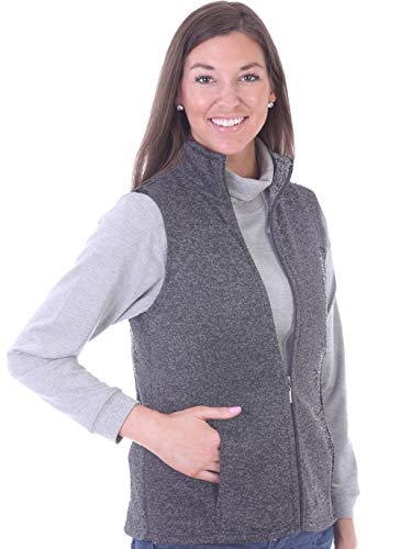 Woodland Supply Co. Women's Fleece Lined Warm Winter Collared Zip Up Vest,X-Large,Charcoal
