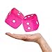 ZONETECH Pair Pink and White Mirror Fuzzy Dice – 3” Pair Pink and White Plush Car Decorative Hanging Mirror Fuzzy Dice Pair