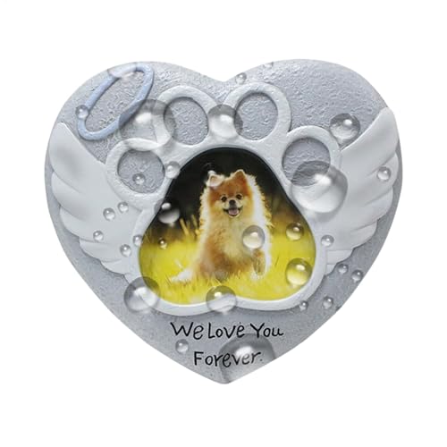 Kustimantu Piedra conmemorativa para perros, decoración de cementerio para perros, pérdida de simpatía, amor en forma de corazón, piedra sepulcral de resina para cachorros, cielo para mascotas