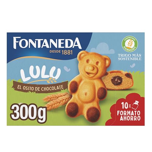 Fontaneda Osito Lulu - Bizcochos Rellenos de Chocolate con Leche - Paquete de 300 g