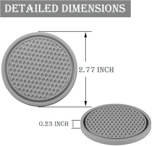 SINGARO Car Cup Coaster, 4PCS Universal Non-Slip Cup Holders Embedded in Ornaments Coaster, Car Interior Accessories, Gray