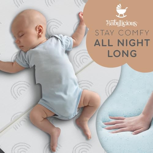 Image of Waterproof Pack and Play Mattress Topper - 38 inch x 26 inch | Trifold Style - Breathable Soft Plush Foam - Portable Playard Mattress Topper- Baby Foam Playpen Mattresses for Babies - Boho Rainbow Design
