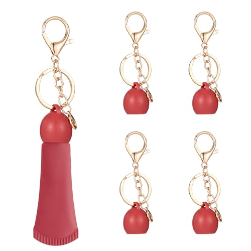 4pcs Porte-Baume à Lèvres Porte-Clés pour NYX PROFESSIONAL MAKEUP, Adorables Bouchons Porte-Clés Baume à Lèvres Portables Bouchons de Gloss pour Breloques Sac Accessoires Mode (Couleur Blush)