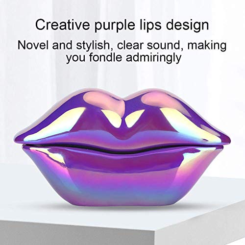 Teléfono fijo con diseño de labios, morado con función de almacenamiento miniatura 5