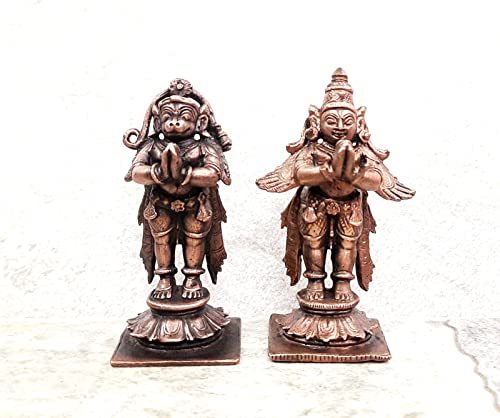 Image of Copper Standing Garudar and Hanuman Idol 3.1 in | 360g