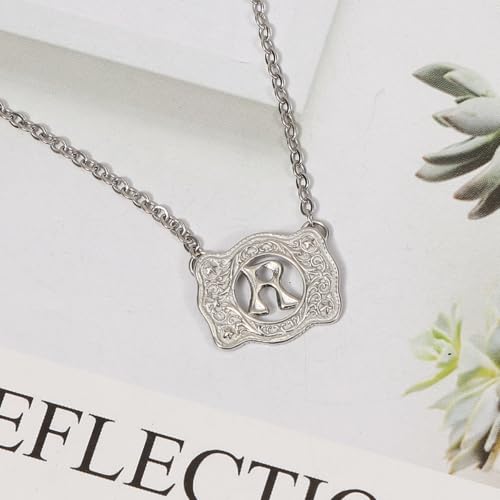 Belt Buckle Necklace Western Style Initial Letter Pendant Necklace, Decorative Belt Buckle Frame Design