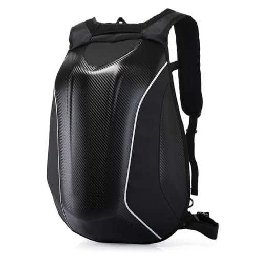 Mochila de motocicleta de fibra de carbono, impermeável, capa rígida de grande capacidade, mochila elegante, preta, Preto, 37*20*56CM