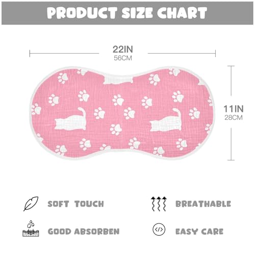 2 Pack Baby Burp Cloths, Soft Absorbent Burping Cloths for Babies, Cotton Milk Spit Up Rags, Large Size for Newborns, Baby Boys and Girls (Pink Paw Print Pattern)4