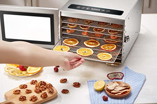 Foto von Edelstahl Dörrautomat mit Temperaturregler (30-90°C) | 24h Timer | Dörrer | Dörrgerät | Obsttrockner | Obst und Fleisch- Dörrapparat | 360° Luftzirkulationssystem | Digitales Display | 6 Etagen
