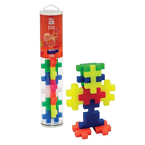 Image of PLUS PLUS Big 15 Piece Neon Mix - Large Building Blocks for Toddlers