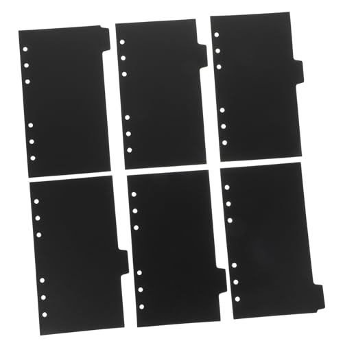 EXAOMBLE 6枚 バインダー用インデックス仕切りページ 黒リフィル タブ付き活頁用仕切カード 書類整理オフィス 学校用ファイル割