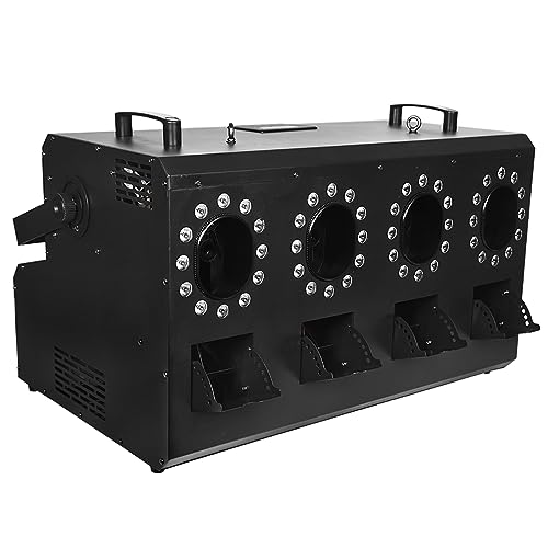 Máquina de burbujas de humo Diseño de cuatro boquillas,máquina de niebla de 1500 W con 13 efectos de luces de colores y 48 luces LED, ventilador potente de alto rendimiento, rueda de burbujas grande