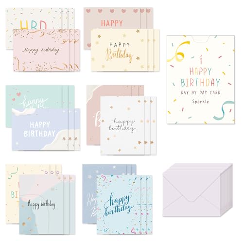 ���m���P�E�f�C�E�o�C�E�f�C�E�J�[�h 107 �n�b�s�[�o�[�X�f�[�E�X�p�[�N�� - Day by Day Card, 107 Happy Birthday Sparkle, �~�j�V���O�� �J�[�h 48 ���A���� 24 �� �p�b�P�[�W