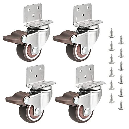 Supkiir Möbelrollen Schwerlast, 4 Stück Transportrollen 32mm Lenkrollen mit Bremse Schwerlastrollen Geräuschfreie Rollen für Krippen, Möbel, Blumenständer Cover